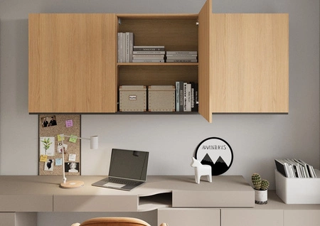 Szafka wisząca Woow 210 cm dąb vincenza bielona minimalistyczny design bezuchwytowe fronty doskonała szafka do przechowywania książek