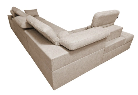 Narożnik z funkcją spania Tesalia XI beżowy lewostronny nowoczesny narożnik z komfortowym przesuwanym oparciem i pojemną szufladą