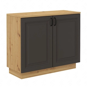 Komoda Style 100 cm dąb artisan / szary grafit użytkowa i funkcjonalna komoda stylowe frezowane fronty metalowe uchwyty