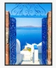 Plakat malownicze morze Santorini 70x100 plakat w ramie precyzyjny wydruk ze stylową grafiką doskonała dekoracja do salonu lub sypialni