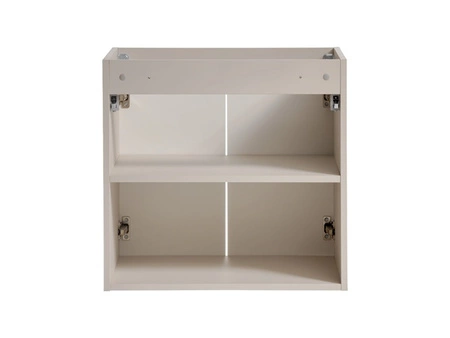 Zestaw mebli łazienkowych Viva beżowy / biały elegancki design subtelna kolorystyka podkreślona frezowaniem w kształcie jodełki