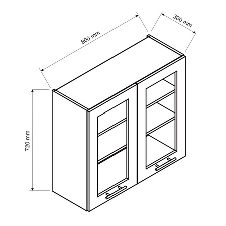 Szafka kuchenna wisząca Zova WS80 biały / dąb halifax szafka do kuchni z przeszkleniem odporna na uszkodzenia stylowy uchwyt