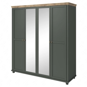 Szafa z lustrem Evora 200 cm butelkowa zieleń / dąb lefkas elegancki design gustowna kolorystyka szafa do sypialni lub garderoby