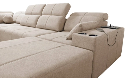 Narożnik z funkcją spania Tesalia IV Lux szary popiel prawostronny narożnik z wysuwanym podnóżkiem oraz funkcją przesuwanego oparcia