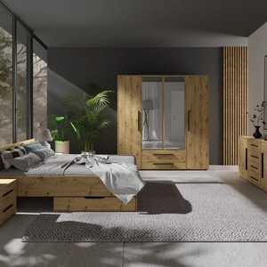 Zestaw mebli do sypialni Maxione dąb artisan eleganckie i uniwersalne meble do sypialni gustowne uchwyty wysoka jakość wykonania