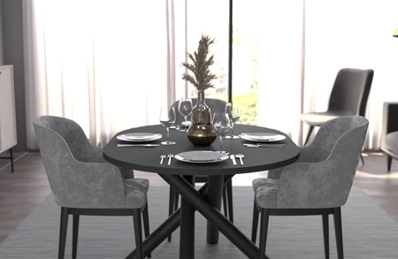 Stół Lyon 100x138 cm jesion portland / czarny stylowy stół do jadalni osadzony na designerskich nogach typu pająk regulacja wysokości