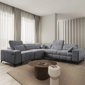 Narożnik z funkcją spania Penejos III szary lewostronny niezwykle wygodny i komfortowy narożnik do salonu dwa pojemniki na pościel