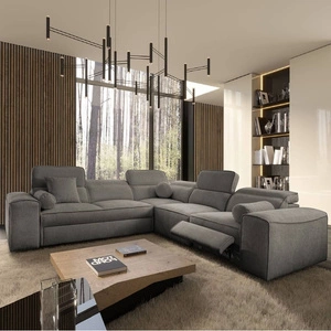 Narożnik z funkcją spania Viano III Lux szary prawostronny nowoczesny narożnik do salonu z wysuwanym podnóżkiem pojemnik na pościel