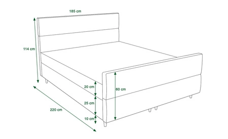 Łóżko kontynentalne Benet 180x200 beżowy w nowoczesnym skandynawskim stylu z charakterystycznym wezgłowiem oraz zanóżkiem