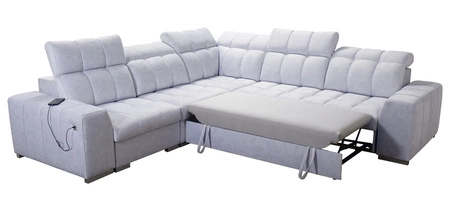 Narożnik z funkcją spania Luigi III brązowy prawostronny komfortowy narożnik do salonu doskonały do codziennego wypoczynku