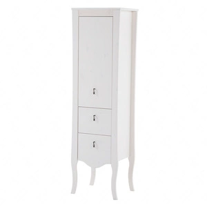 Słupek łazienkowy Elisabeth 45 cm biały drewniana szafka do łazienki w eleganckim stylu pojemne szuflady stylowe wygięte nogi