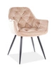 Krzesło tapicerowane Cherry 43x45 cm beżowe nowoczesne oraz funkcjonalne krzesło kubełkowe z metalowymi nogami 