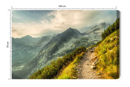 Obraz na płótnie górska wędrówka 100x70 cm ponadczasowa ozdoba każdego wnętrza obraz w wyrazistej kolorystyce wysoka jakość wykonania