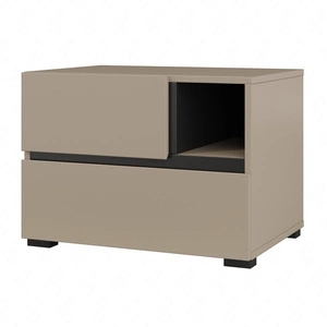 Szafka nocna Cross ciemny beżowy szafka z szufladami do sypialni nowoczesny design prosta forma pojemne szuflady