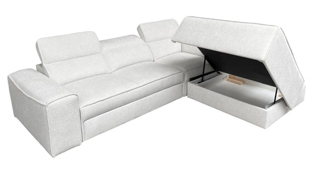 Narożnik z funkcją spania Viano VII szary prawostronny modny i stylowy narożnik z regulowanymi zagłówkami ozdobne poduszki