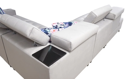 Narożnik z funkcją spania Hampton IX kwarcowy róż lewostronny stylowy i nowoczesny design narożnika idealny mebel do każdej aranżacji