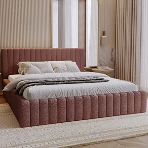 Łóżko tapicerowane Naomi 180x200 brudny róż nowoczesny design łóżko z pojemnikiem na pościel z komfortowym zagłówkiem
