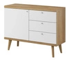 Komoda z szufladami Primo 107 cm dąb riviera / biały nowoczesny design w stylu skandynawskim obrzeża komody wykończone specjalną okleiną ABS