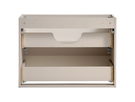 Szafka pod umywalkę Viva 80 cm beżowa praktyczna szafka do łazienki z ciekawym frezowaniem w kształcie jodełki pojemne szuflady