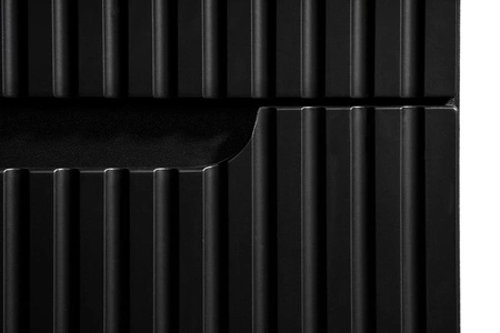 Szafka pod umywalkę Nova 60 cm czarna stylowe subtelne pionowe ryflowania podkreślają elegancję szafki z szufladami frezowane uchwyty