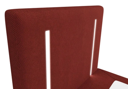 Łóżko kontynentalne Norco 90x200 bordowe stylowe łóżko z pojemnikiem oświetlenie umieszczone w zagłówku nadaje wyjątkowości