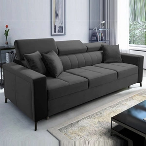 Sofa z funkcją spania Nausa grafitowa regulowane zagłówki odporna na zaciągnięcia i zadrapania komfortowa podczas wypoczynku