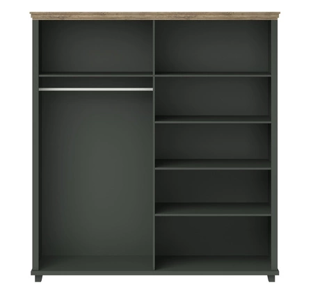 Szafa z lustrem Evora 200 cm butelkowa zieleń / dąb lefkas elegancki design gustowna kolorystyka szafa do sypialni lub garderoby