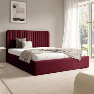 Łóżko tapicerowane Faro 140x200 bordowe wygodne łóżko do sypialni designerskie wezgłowie o subtelnie zaokrąglonym kształcie