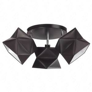 Plafon sufitowy potrójny Quasar czarna designerska lampa sufitowa do salonu lub jadalni z bawełnianymi abażurami i metalową podstawą