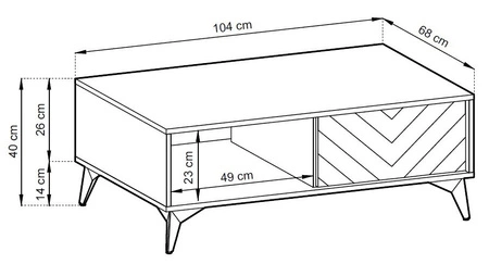 Zestaw mebli Gusto czarny / dąb evoke nowoczesny design funkcjonalne meble do salonu lub pokoju dziennego meblościanka z ozdobnym dekorem jodełki