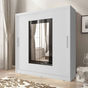 Szafa przesuwna Malmo 200 cm biała nowoczesna szafa idealna do  garderoby sypialni lub przedpokoju