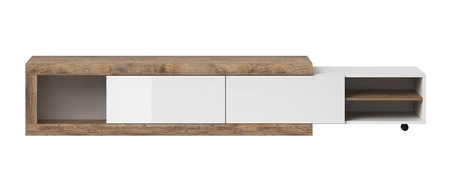 Szafka RTV Sintra 200 cm / 241 cm dąb samdal / biały połysk stylowa szafka pod telewizor z możliwością regulacji szerokości