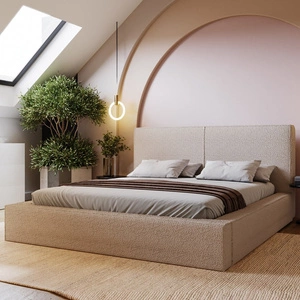 Łóżko tapicerowane Belli 180x200 ciemny beżowy stylowe łóżko z pojemnikiem na pościel wygodny zagłówek zachwyca eleganckim designem