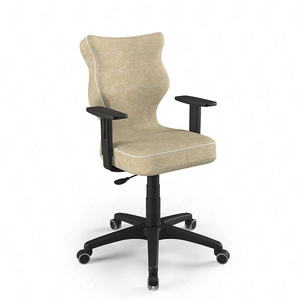 Krzesło do biurka Duo beżowe idealne do wzrostu 146-176,5 cm profilowane siedzisko regulowane podłokietniki łatwo czyszcząca tkanina
