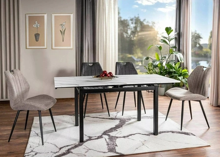 Krzesło tapicerowane Arco Brego 43x51 cm ciemny szary nowoczesne oraz funkcjonalne krzesło z metalowymi nogami