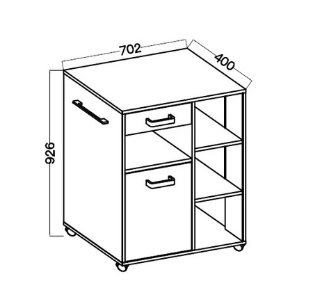 Szafka kuchenna Brianza 70 cm czarny / orzech okapi funkcjonalna szafka kuchenna z kółkami idealny mebel do przechowywania naczyń