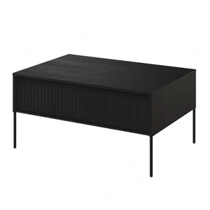 Stolik kawowy Trend czarny nowoczesny i elegancki design stolik z charakterystycznym ryflowanym frontem osadzony na metalowych nogach
