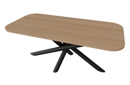 Stół Lyon 90x185 cm dąb lindberg / czarny nowoczesny stół do jadalni osadzony na stylowych nogach typu pająk regulacja wysokości