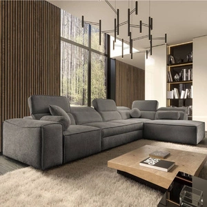 Narożnik z funkcją spania Viano XI szary prawostronny modny i stylowy narożnik z regulowanymi zagłówkami ozdobne poduszki