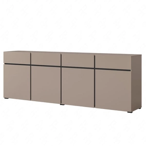 Komoda z szufladami Cross 225 cm ciemny beżowy prosta forma w nowoczesnym wydaniu idealna komoda do salonu geometryczny kształt