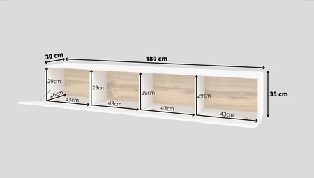 Szafka RTV Ava 180 cm biała z możliwością powieszenia nowoczesny design szafki pod telewizor drzwi otwierane do dołu