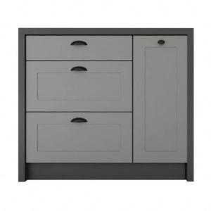 Wyspa kuchenna z szufladami Adele 97 cm szary grafit / szary funkcjonalny mebel kuchenny odporny na działanie wilgoci metalowe uchwyty