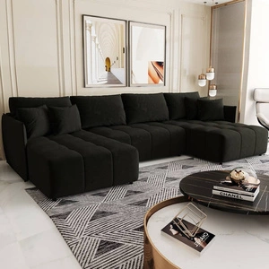 Narożnik z funkcją spania Oroso U grafitowy pojemnik na pościel miękka tkanina typu velvet z powłoką hydrofobową ozdobne pikowania