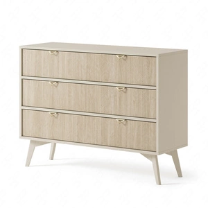 Komoda z szufladami Wald 106 cm beżowy / beż jodełka gustowny dekor jodełki na frontach pojemna komoda w stylu skandynawskim