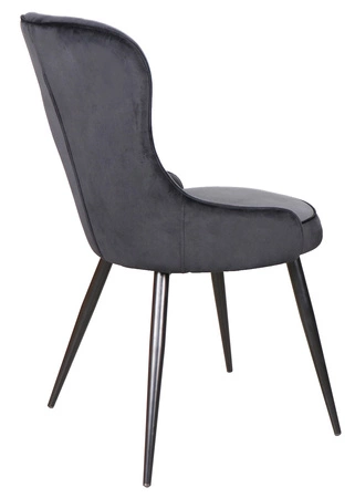 Krzesło tapicerowane Lotus 45x44 cm czarne nowoczesne oraz funkcjonalne krzesło do jadalni z metalowymi nogami