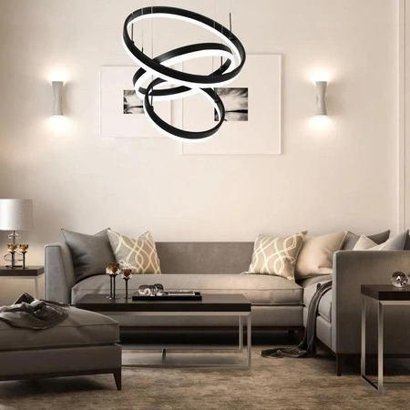 Lampa wisząca Ring czarna 82W 3000K efektowna lampa sufitowa do wnętrz w stylu nowoczesnym oraz glamour funkcja ściemniania światła
