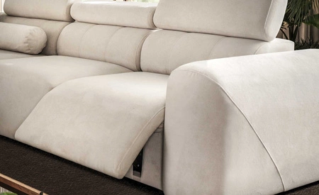 Narożnik z funkcją spania Cantare XII Lux szary popiel lewostronny estetyczny i niezwykle komfortowy narożnik z podnoszonym podnóżkiem