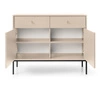 Zestaw mebli Mono beżowy minimalistyczny design meblościanka do salonu lub pokoju dziennego stylowy złoty uchwyt