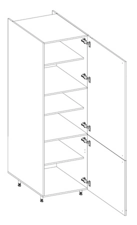 Zestaw mebli kuchennych Antri / Verdi 490 cm fronty szafek kuchennych wiszących wykończone ozdobnymi lamelami czarne metalowe uchwyty