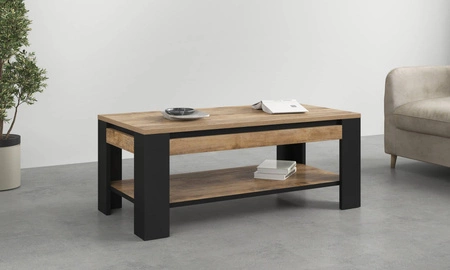 Stolik kawowy Tudor 120 cm dąb samdal / czarny wytrzymały odporny blat idealny stolik do każdej aranżacji